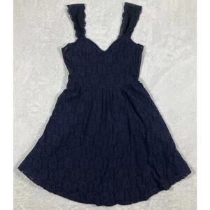 Hollister Dress Lace Romantic Preppy Fairy Coquette Sleeveless Size XS Navy Blue